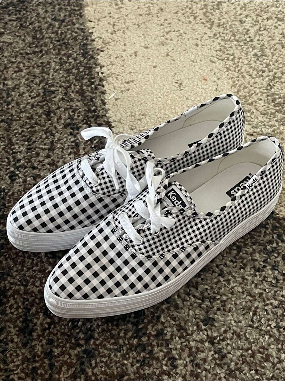 Keds Women's Black and White Gingham Lace-Up Sneakers Point Platforms Size 11